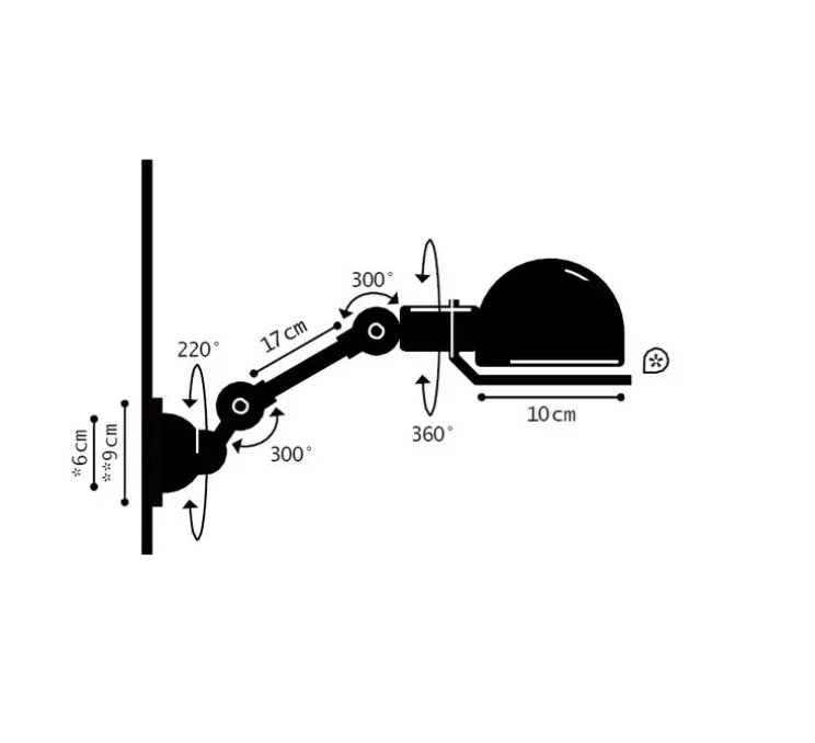 Applique murale, Signal 1 bras, SI701, gris souris, L32cm, H15cm - Jieldé