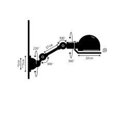 Applique*Jieldé Applique murale, Signal 1 bras, SI701, , interrupteur, L32cm, H15cm - bleu pastel