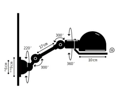 Applique*Jieldé Applique murale, Signal 2 bras, SI701, mat, Ø10cm, H47cm- gris, vert