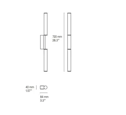 Applique*CVL Applique murale, Signal double 720, , LED, dim, 2700K, 960lm, L4cm, H72cm - graphite satiné