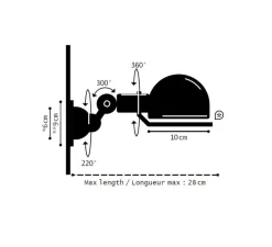 Applique*Jieldé Applique murale, Signal, SI300, , L28cm, H10cm - noir mat