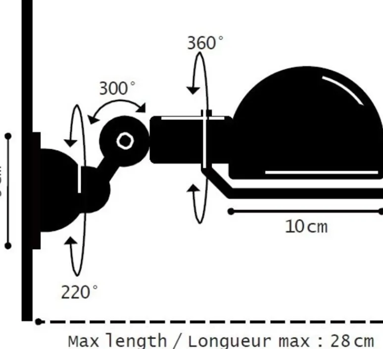 Applique*Jieldé Applique murale, Signal SI300, , L28cm, H15cm - jaune souffre