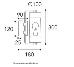 Applique*Moretti Luce Applique murale, Silindar 3389, , IP44, Ø10cm, H30cm - laiton