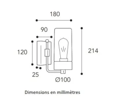 Applique*Moretti Luce Applique murale, Silindar 3390, , IP44, Ø10cm, H21cm - Nickel antique