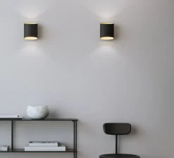 Applique murale, Sinne, Noir, laiton, LED, 3000K, 600 lm, Ø13,5cm, H17cm - Belid