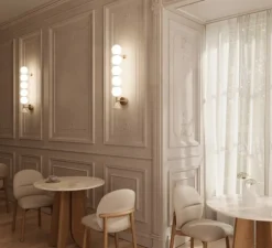 Applique murale, Soko, marbre blanc, laiton antique, LED, 2700K, 1500 lm, L12cm, H75cm - Aromas del Campo