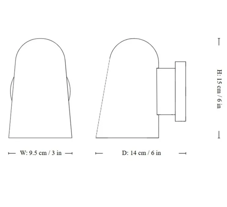 Applique murale, Solid SC104, noir, IP44, L9,5cm, H15cm - Andtradition