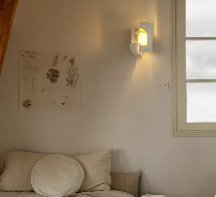 Applique murale, Soul Story 2 feuille d'or, blanc et or, LED, dim, 2700K, 250 lm, L20,5cm, H29,7cm - DCW éditions Paris