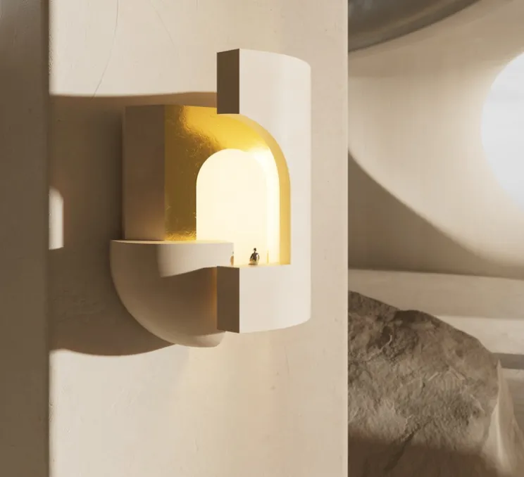 Applique murale, Soul Story 2 feuille d'or, blanc et or, LED, dim, 2700K, 250 lm, L20,5cm, H29,7cm - DCW éditions Paris