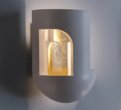 Applique*DCW éditions Paris Applique murale, Soul Story 3 feuille d'or, , LED, dim, 2700K, 250 lm, L18,5cm, H28,7cm - blanc et or