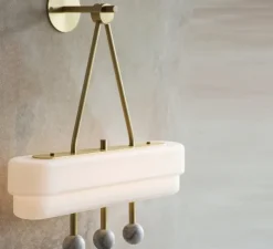 Applique murale, Spate, laiton, marbre carrara, L44cm, H47cm - Bert Frank