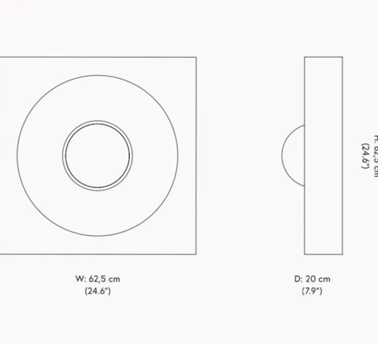 Applique*Verpan Applique murale, Spiegel, , L62,5cm, H62,5cm - Aluminium brossé