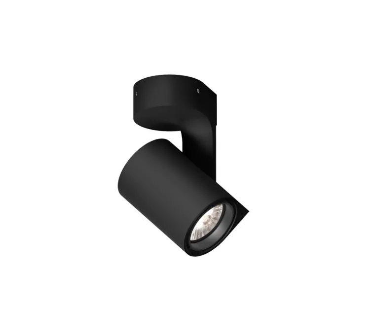 Applique murale, Sqube On Base ceiling surface 2.0 LED, noir, LED, 2700K, 711lm, Ø6,5cm, H13,3cm - Wever&Ducré
