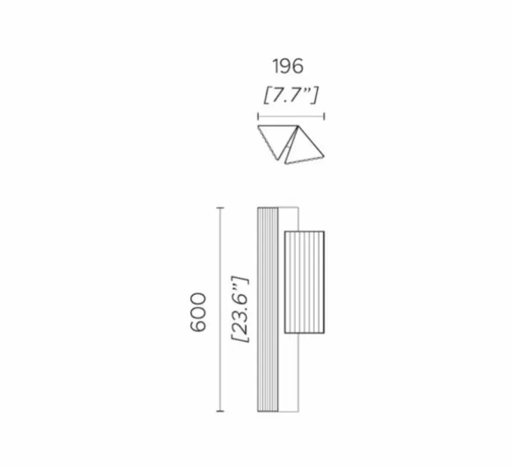 Applique murale, Stick, double, nickel doré satiné, LED, dim, 2700K, 3750 lm, L19,6cm, H60cm - Contardi