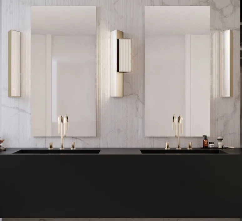 Applique*Contardi Applique murale, Stick, medium, , LED, dim, 2700K, 2500 lm, L11,9cm, H60cm - nickel doré satiné