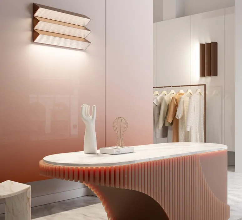 Applique*Contardi Applique murale, Stick, trio, , LED, dim, 2700K, 7500 lm, L60cm, H35,9cm - cuivre satiné