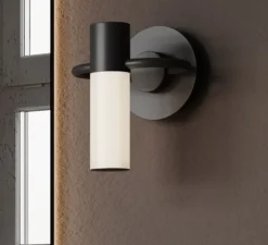 Applique*CVL Applique murale, Storm, graphite satiné, IP44, 3000K, 470lm, Ø15,5cm, H19cm - laiton