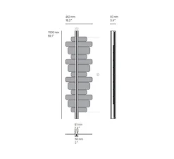 Applique murale, Strate Score 150, laiton satiné, graphite satiné, LED, dim, 2700K, 6100 lm, L46,2cm, H150cm - Cvl