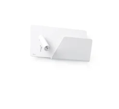 Applique*Faro Applique murale, Suau, liseuse à droite, , LED, plaque de rangement, USB, L28cm - blanc