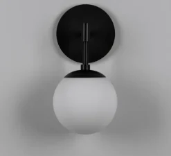 Applique murale, Sunset, noir, verre opale, L15cm, H31cm - Schwung