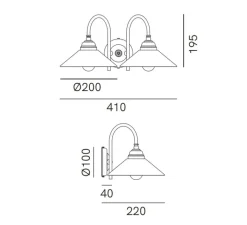 Applique*Il Fanale Applique murale, Tabia, laiton antique et verre opalin, L41cm, H19,5cm - laiton antique, verre opalin