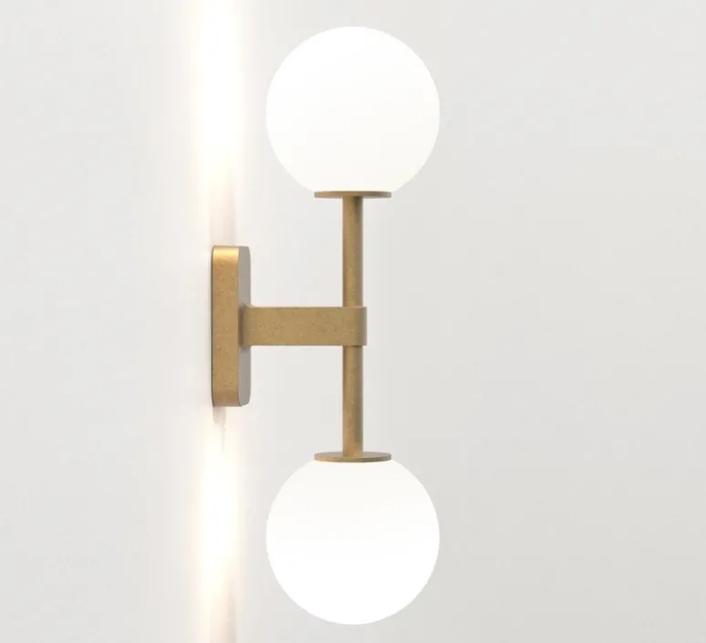 Applique*Astro Applique murale, Tacoma Twin, , IP44, L13,5cm, H46,4cm - laiton, verre opalin