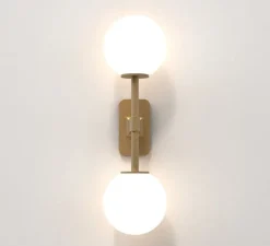 Applique*Astro Applique murale, Tacoma Twin, , IP44, L13,5cm, H46,4cm - laiton, verre opalin