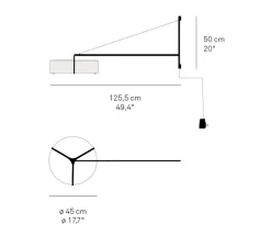 Applique murale, Thesis, hêtre, métal finition noir mat, LED, 3000K, L125,5cm, H50cm - LZF