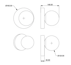 Applique*Nedgis Applique murale, Tivoli, travertin & opalin, IP44, Ø16,5cm, P14,8cm - travertin et blanc