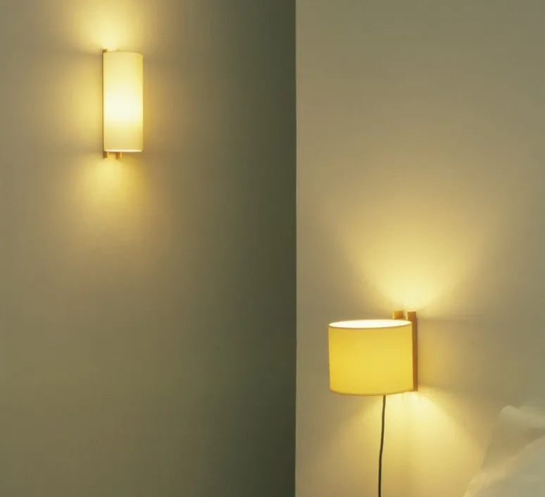 Applique*Santa & Cole Applique murale, TMM Largo, , L12cm, H34cm - hêtre, abat-jour beige