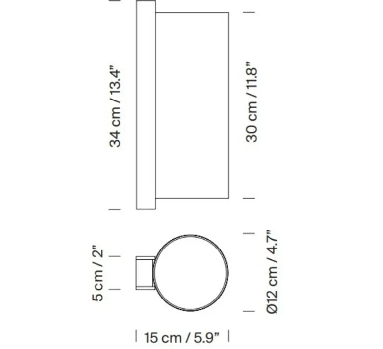 Applique*Santa & Cole Applique murale, TMM Metalico, , LED, 2700K, 470 lm, L12cm, H34cm - blanc, nickel satiné
