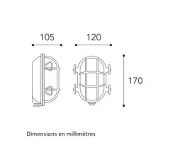 Applique*Moretti Luce Applique murale, Tortuga 200.15, , IP44, L12cm, H17cm - Marron foncé