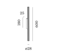 Applique*Wever&Ducré Applique murale, Trace Slim 1.0, , LED, 3000K, 840 lm, Ø2,8cm, H60cm - champagne et noir