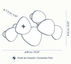 Applique murale, Tria Set 6, Chêne naturel, LED, 2700K, 7080lm, L89cm, H53cm - Bover