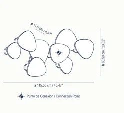 Applique murale, Tria Set 8, Chêne naturel, LED, 2700K, 11520lm, L115cm, H60,5cm - Bover