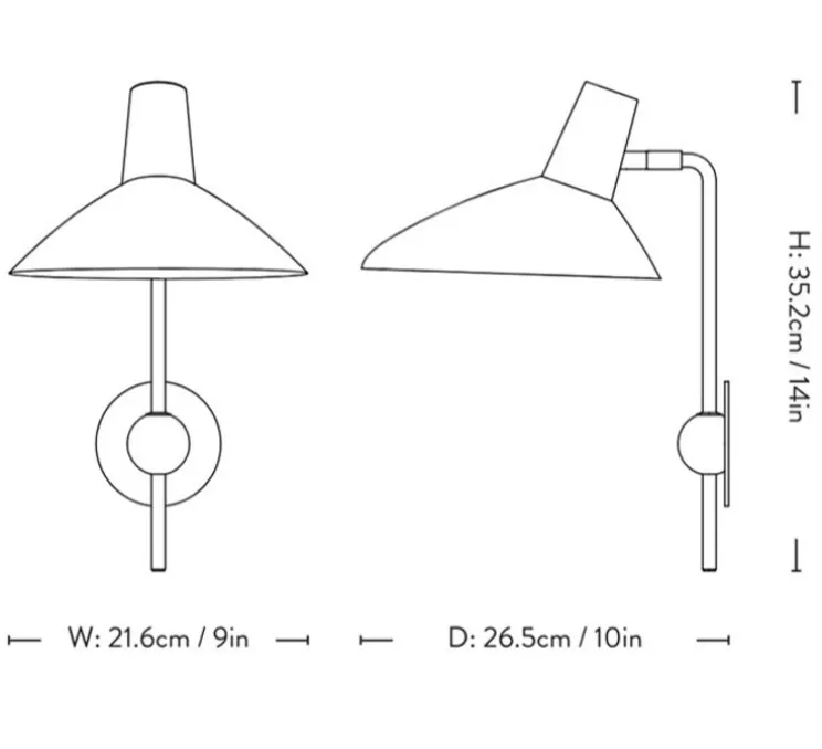 Applique murale, Tripod HM12, blanc mat, L21,6cm, H35,2cm - Andtradition