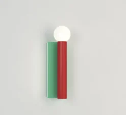 Applique*Atelier Areti Applique murale, Tube and Rectangle Concept D, , Ø9cm, H30cm - rouge et vert