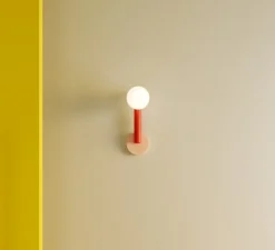 Applique murale, Tube with globes and cone Concept D, rouge et rose, Ø13,5cm, H32cm - Atelier Areti