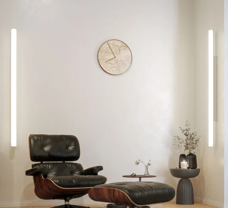 Applique murale, Tubi, verre opalin, base blanche, IP40, LED, 2700K, 3500 lm, Ø6,2cm, H113cm - Beneito Faure