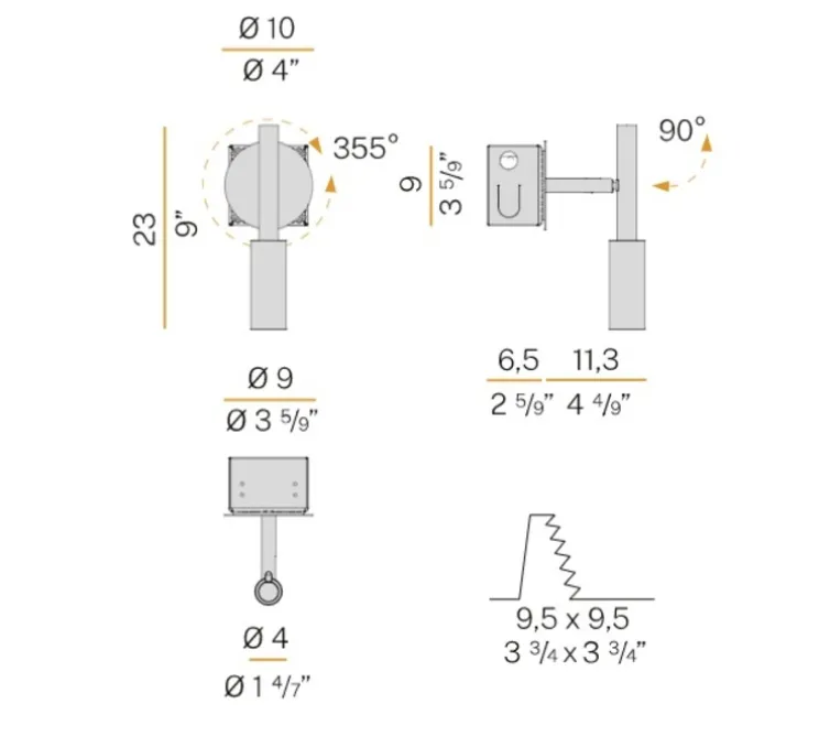 Applique murale, Tubino, champagne, LED, 2700K, 475lm, Ø10cm, H23cm - Panzeri