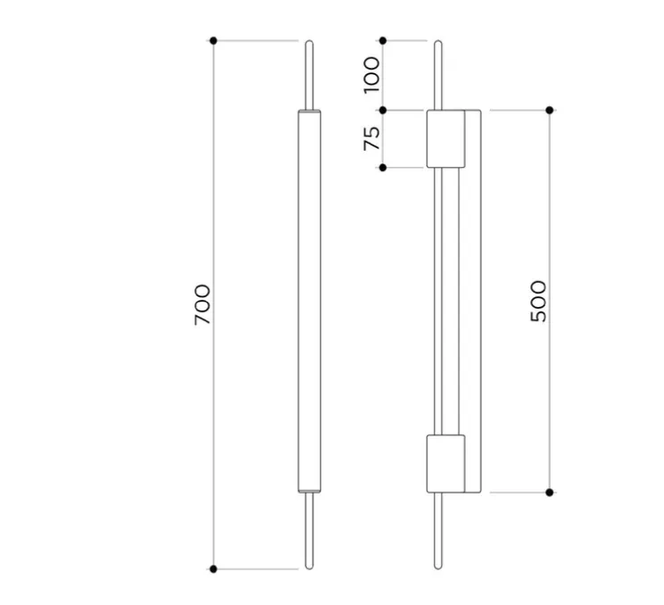 Applique murale, Tubus 50, laiton poli, PLA fibre carbone, LED, dim, 2700K, 470lm, Ø3,2cm, H50cm - Contain