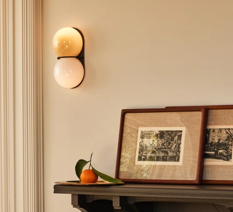 Applique murale, Twin 1.0, Blanc, noir oxydé, Ø15cm, H28cm - SkLO Studio