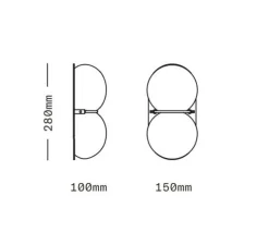 Applique murale, Twin 1.0, Blanc, noir oxydé, Ø15cm, H28cm - SkLO Studio