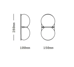 Applique*SkLO Studio Applique murale, Twin 1.0, , Ø15cm, H28cm - Bleu, noir oxydé