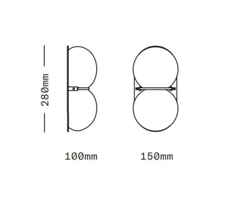 Applique*SkLO Studio Applique murale, Twin 1.0, , Ø15cm, H28cm - Bleu, noir oxydé