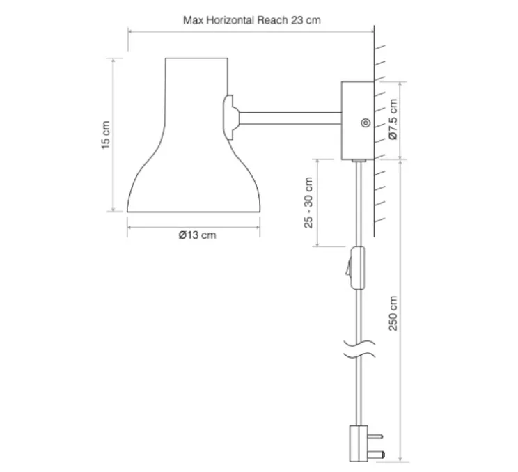 Applique murale, Type 75 Mini Margaret Howell Edition, Yellow Ochre, L13cm, H15cm - Anglepoise