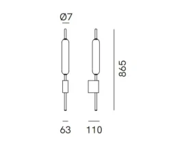 Applique*Il Fanale Applique murale, Typha 285.05.ON, , LED, dim, 2700K, 1750 lm, L6,3cm, H86,5cm - laiton, verre opalin