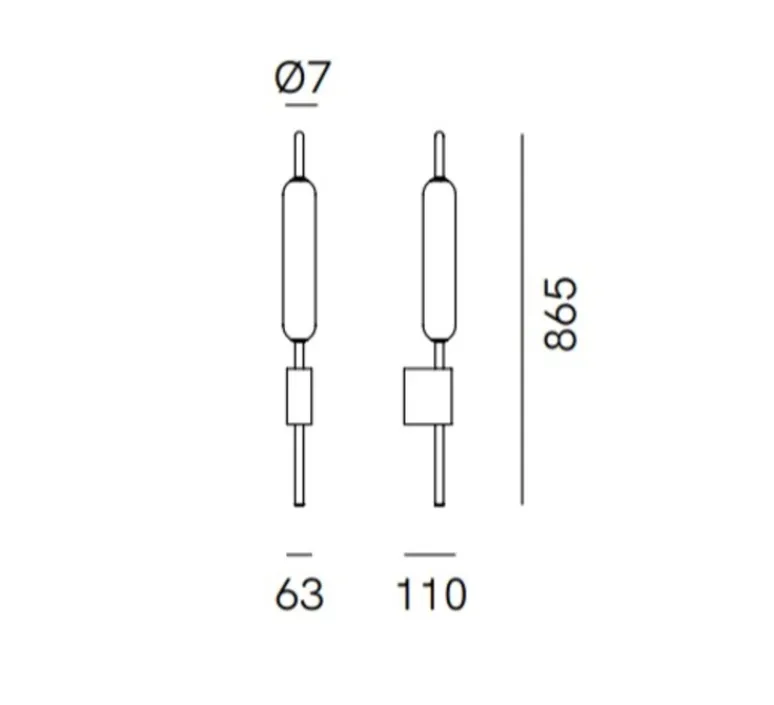 Applique*Il Fanale Applique murale, Typha 285.05.ON, , LED, dim, 2700K, 1750 lm, L6,3cm, H86,5cm - laiton, verre opalin