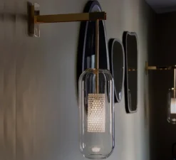 Applique murale, Vadim, blanc, laiton, Ø37cm, H68cm - Sarah Lavoine