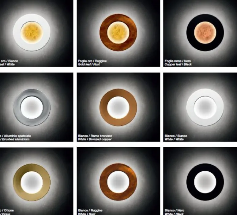 Applique*Icone Applique murale, Vera 26, , LED, 2700k, 2598lm, Ø26cm, P7cm - cuivre bronze, blanc